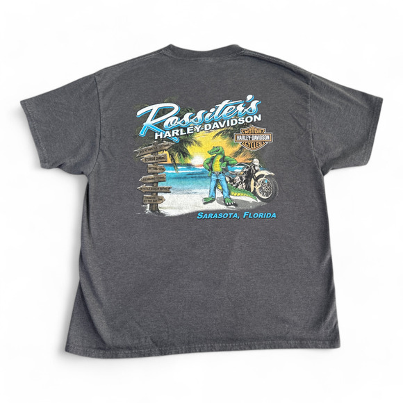 Harley Davidson Shirt Adult LARGE Gray Rossiters Sarasota Florida Motorcycles - Picture 3 of 8